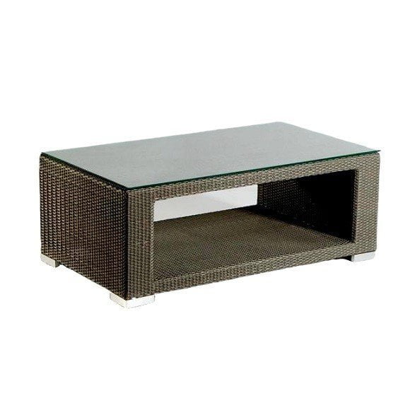 Wicker Coffee Table featuring woven top with tempered glass