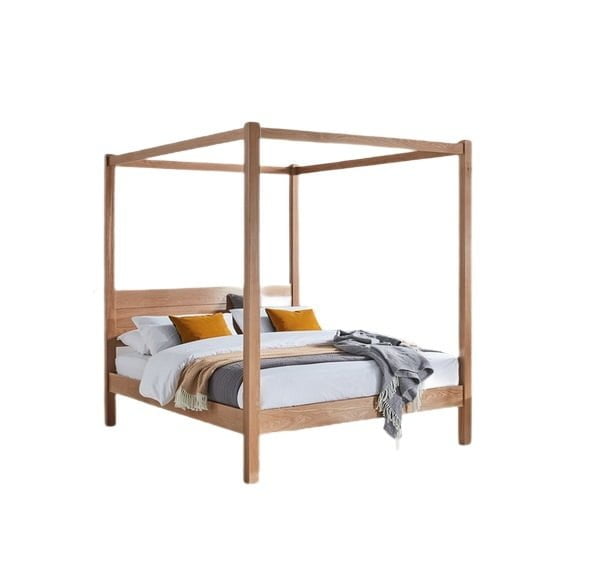 Classic Teak Wood Four Poster Bed with elegant desig