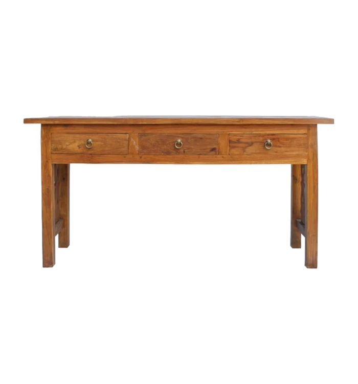teak wood console table with 3 drawers for modern styles