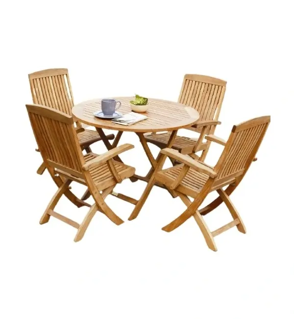 Foldable Teak Dining Table and Chairs for Small Spaces