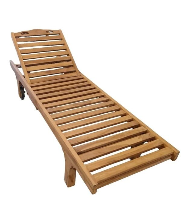 Madrid Teak Wood Sun Loungers with Adjustable Recline and Pull-Out Tray