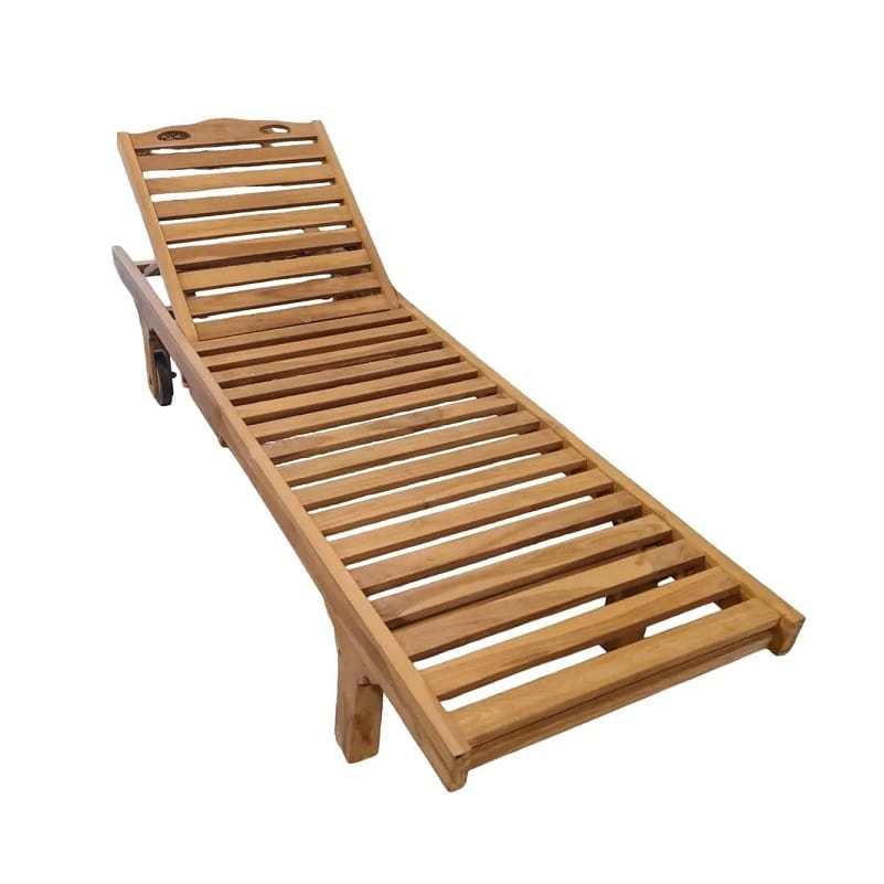 Madrid Teak Wood Sun Loungers with Adjustable Recline and Pull-Out Tray