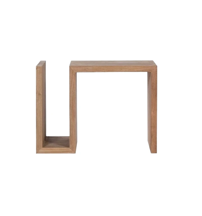 Solid teak side table with unique design for organized living spaces