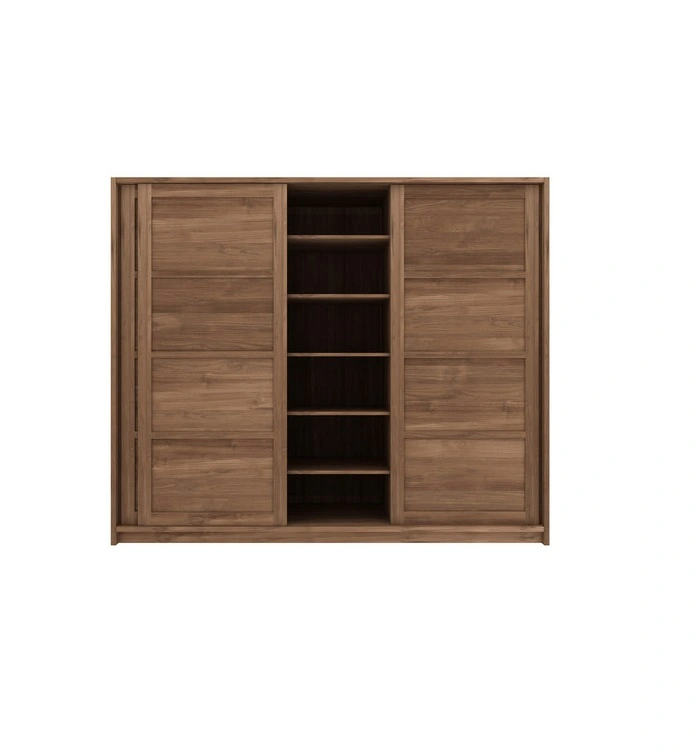 Teak wood wardrobe with sliding doors
