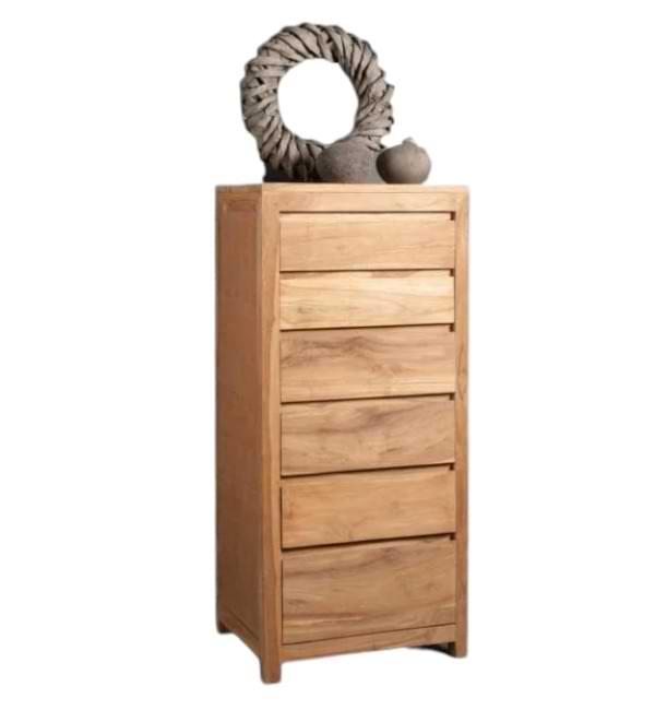 Highboy Teak Wood Chest of Drawers with 6 spacious drawers