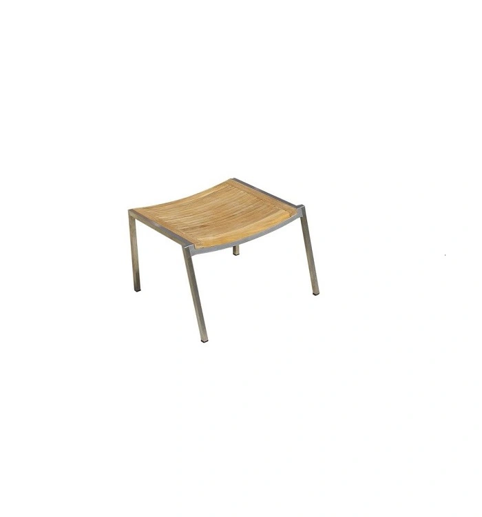 Stainless steel with teak wood mix lounge stool