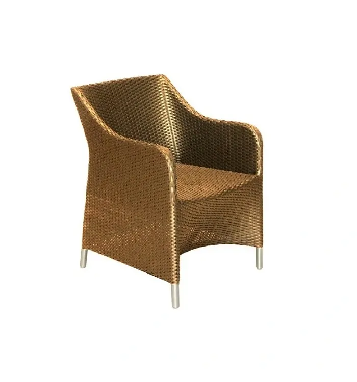 Wicker Belfort Dining Chair with all-weather wicker and powder-coated aluminum frame
